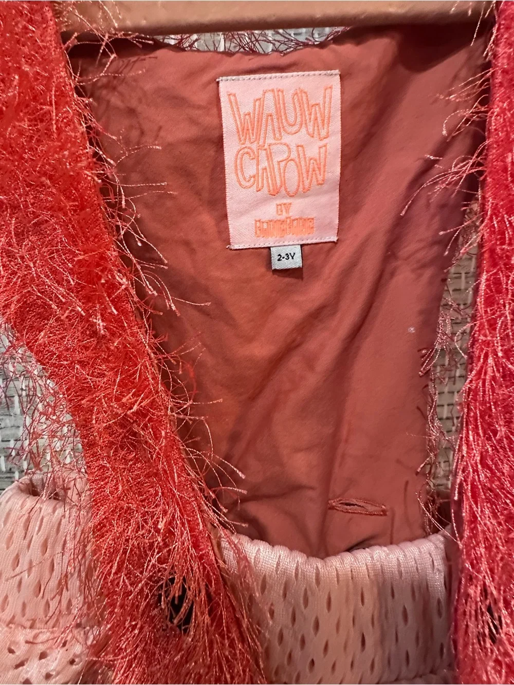 AUW Pink Skirt with Coral Fuzzy Suspenders